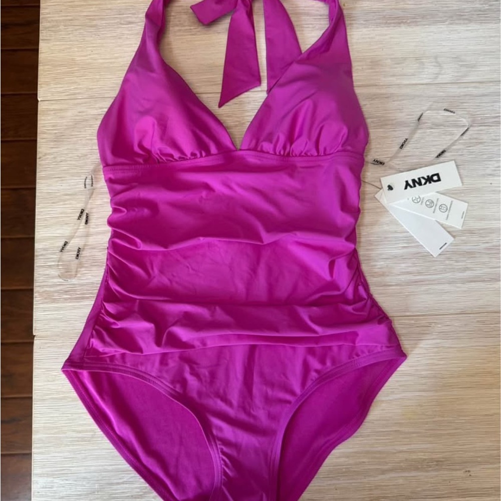 DKNY Pink One Piece Swimsuit Halter Style